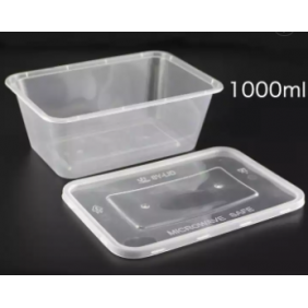 1000ml Rectangle Plastic Container with Lid (300 Sets/Box)