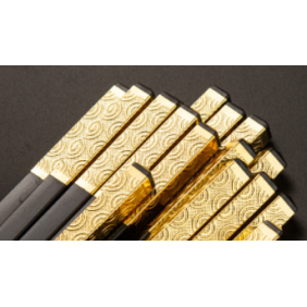 275mm Chopsticks 10 Pair/Pack Black with Golden Decoration