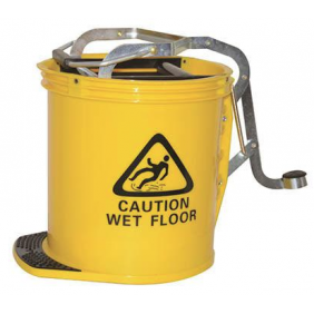 Mop Bucket Yellow Plastic With Castors 25L-Mop wringer design