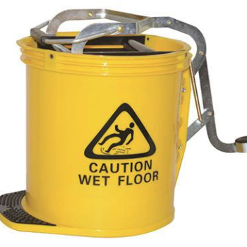 Mop Bucket Yellow Plastic With Castors 25L-Mop wringer design