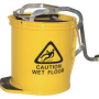 Mop Bucket Yellow Plastic With Castors 25L-Mop wringer design