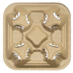 Moulded Fibre 4 Cup Carry Tray (300 Sheets/box)