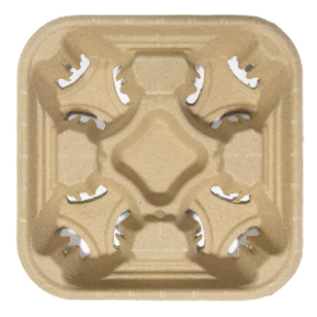 Moulded Fibre 4 Cup Carry Tray (300 Sheets/box)