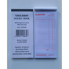 Single Docket Book 100 Leaves with Claim Slip-Take Away (lengthening) (10/pack)