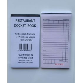 Triplicate Docket Book 33 Leaves-Carbonless (10/pack)