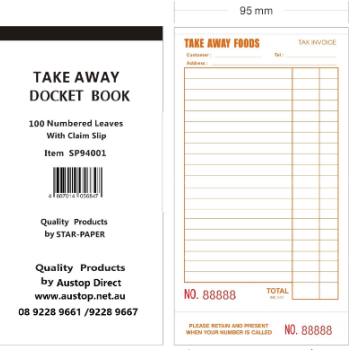 Single Docket Book 100 Leaves with Claim Slip-Take Away (lengthening) (10/pack)