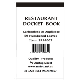 Duplicate Docket Book 50 Leaves-Carbonless (10/pack)