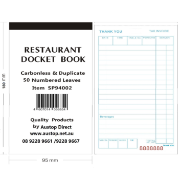 Duplicate Docket Book 50 Leaves-Carbonless (10/pack)