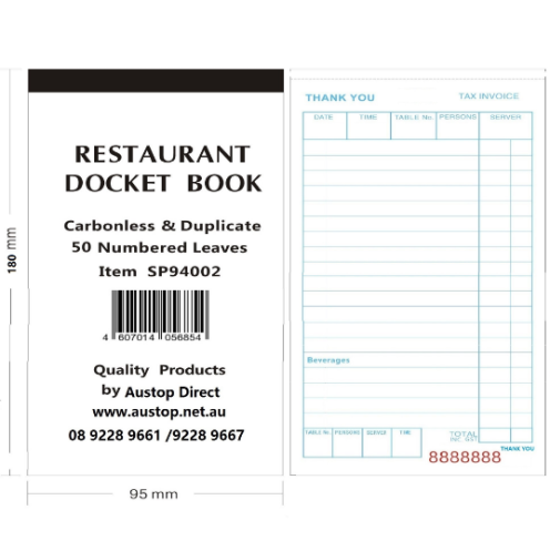 Duplicate Docket Book 50 Leaves-Carbonless (10/pack)