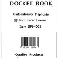 Triplicate Docket Book 33 Leaves-Carbonless (10/pack)