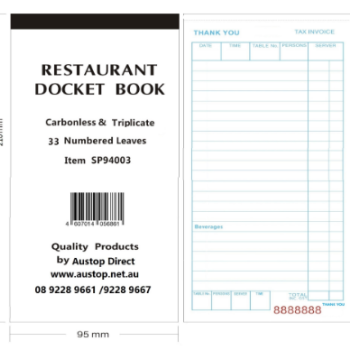 Triplicate Docket Book 33 Leaves-Carbonless (10/pack)