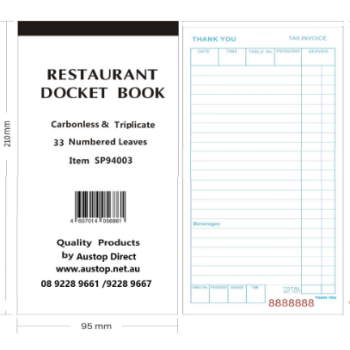 Triplicate Docket Book 33 Leaves-Carbonless (10/pack)
