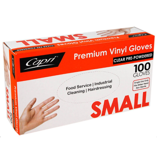 Small Natural Vinyl Gloves - Powdered (100/Box)