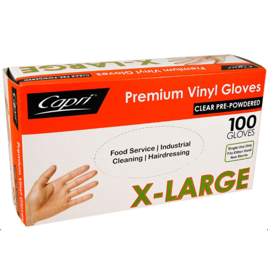 Extra Large Natural Vinyl Gloves - Powdered (100/Box)