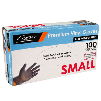 Small Blue Vinyl Gloves - Powder Free (100/Box)