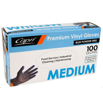 Medium Blue Vinyl Gloves - Powder Free (100/Box)