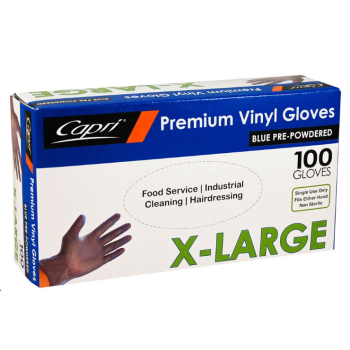 Extra Large Blue Vinyl Gloves - Powdered (100/Box)
