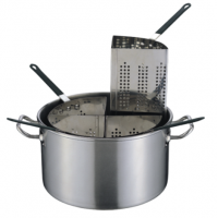 Pasta Cooker Set-S/Steel Saucepots 36X20cm(H) 20L Pot With 4 S/Steel Inserts with Rubber Handles