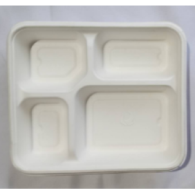 Fibre Four Compartment Tray-Sugarcane (200/box)