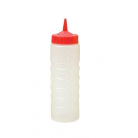 Clear Squeeze Bottle 750ml with Red Lid