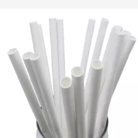  White/Green Paper Straws 200mm  (100 Sheets/Pack)