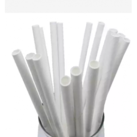  White/Green Paper Straws 200mm  (100 Sheets/Pack)