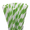  White/Green Paper Straws 200mm  (100 Sheets/Pack)