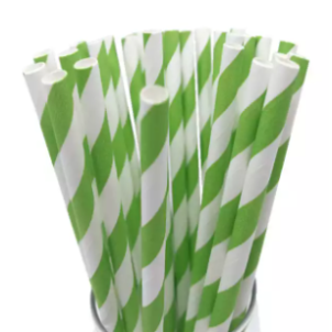 White/Green Paper Straws 200mm  (100 Sheets/Pack)