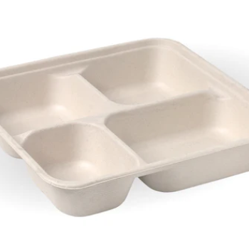 Fibre Four Compartment Tray-Sugarcane (200/box)