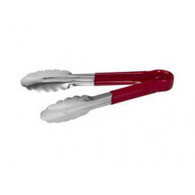 300mm S/Steel Tong with Plastic Handle Red