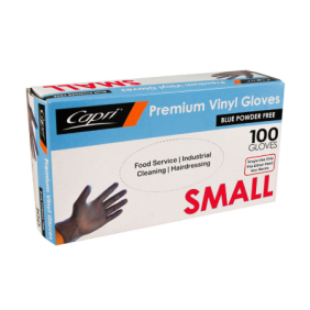 Small Blue Vinyl Gloves - Powder Free (100/Box)