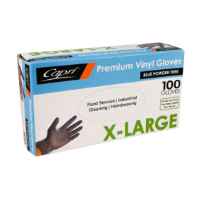 Extra Large Blue Vinyl Gloves - Powder Free (100/Box)