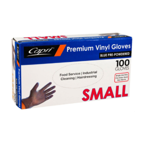 Small Blue Vinyl Gloves - Powdered (100/Box)