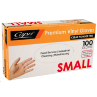 Small Natural Vinyl Gloves - Powder Free (100/Box)
