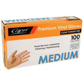 Medium Natural Vinyl Gloves - Powder Free (100/Box)
