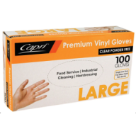 Large Natural Vinyl Gloves - Powder Free  (100/box)  
