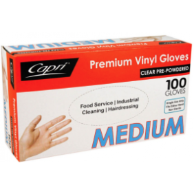 Medium Natural Vinyl Gloves - Powdered (100/Box) 