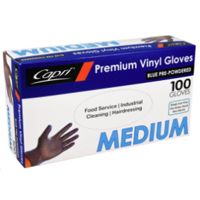 Medium Blue Vinyl Gloves - Powdered (100/Box) 