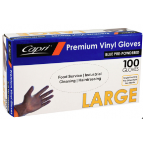 Large Blue Vinyl Gloves - Powdered (100/Box) 