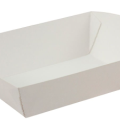 155x110x35Hmm White Paper Food Tray Small - Plain (50/Pack)