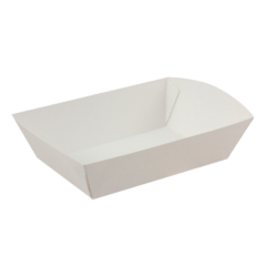 155x110x35Hmm White Paper Food Tray Small - Plain (50/Pack)