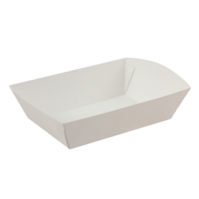 210x120x45Hmm White Paper Food Tray Large - Plain (50/Pack)