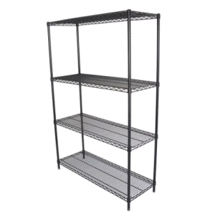 4 Tier Black Chrome Wire Shelves 1500x450x1800(H)